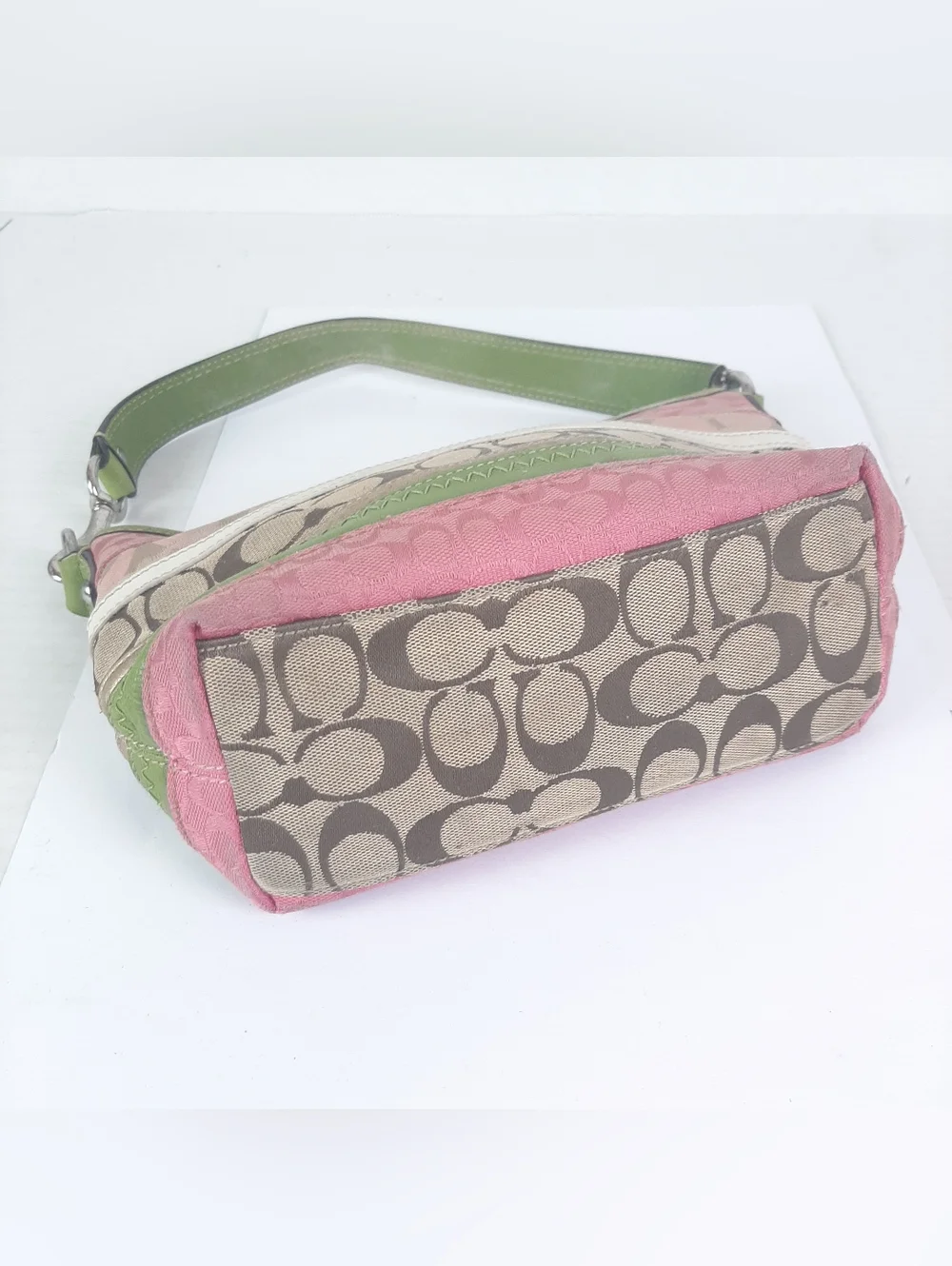 Coach Y2K Bleecker Daisy Patchwork Demi Bag Signature Canvas Pink Green F14725 - Picture 7 of 13
